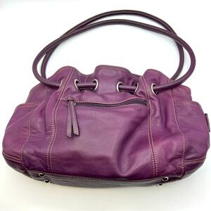 Tignanello Vintage Purple Leather Hobo Grommet Purse Shoulder Handbag  Y2K cute